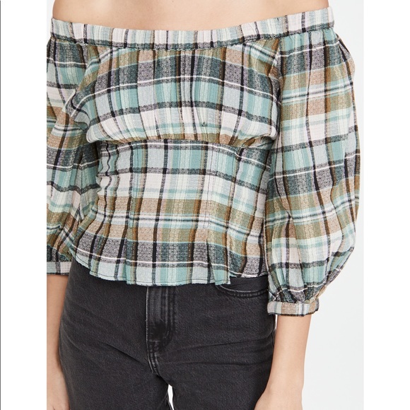 NWT Free People TEAGAN Plaid Puff Sleeve - Picture 5 of 10